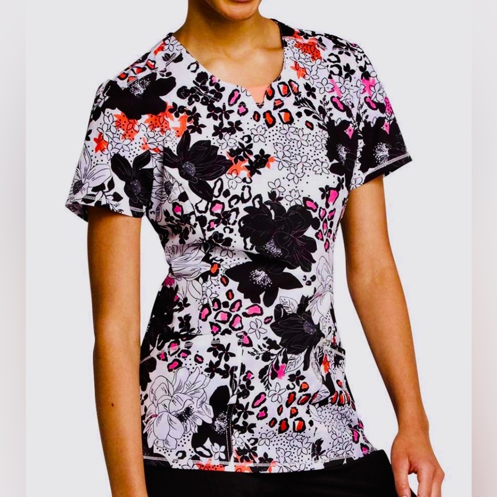 Cherokee Infinity Floral Print Women's scrub Top